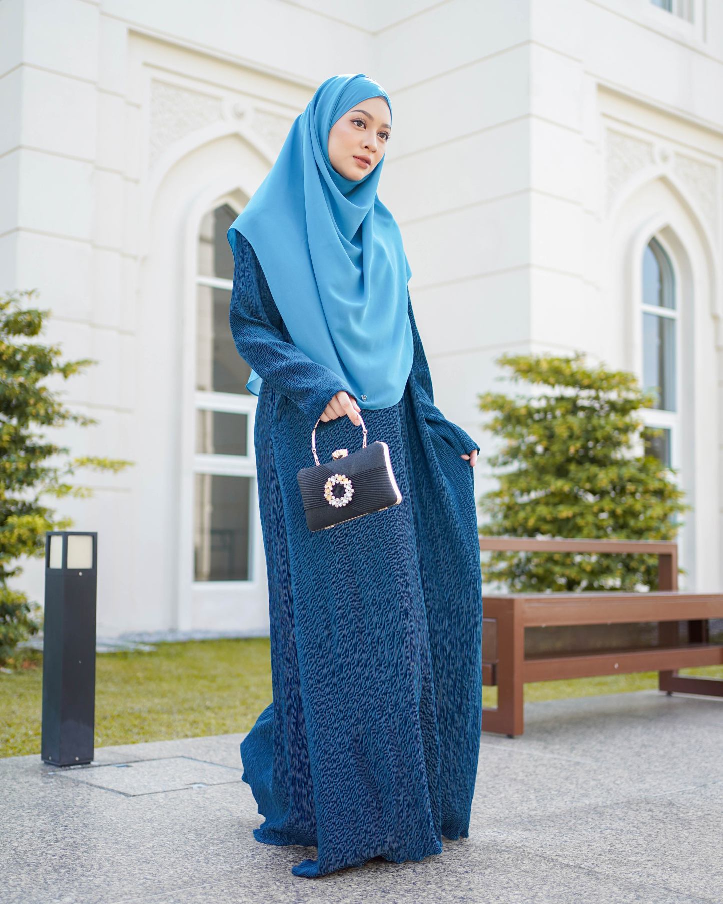 Abaya Pleated Ulyana - Prussian Blue