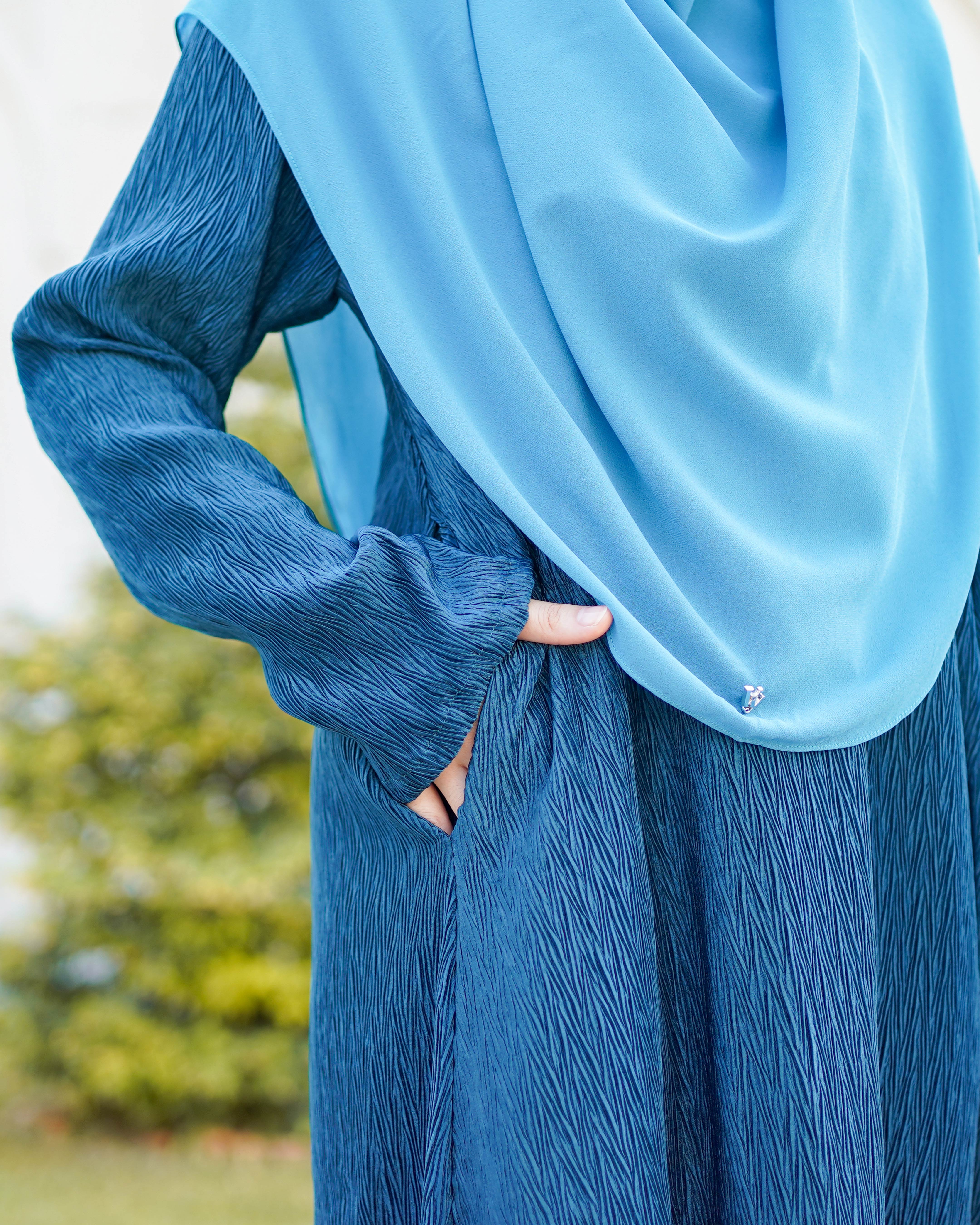 Abaya Pleated Ulyana - Prussian Blue
