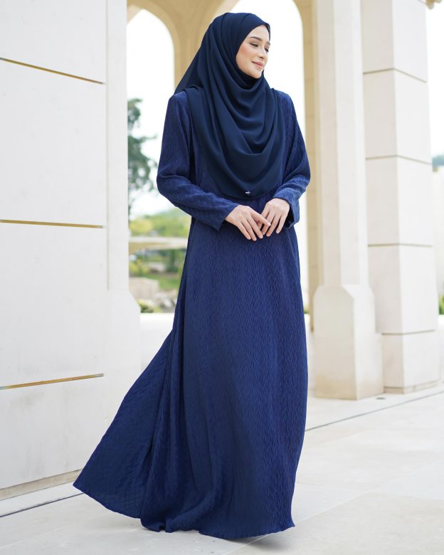 Abaya Pleated Ulyana - Navy Blue