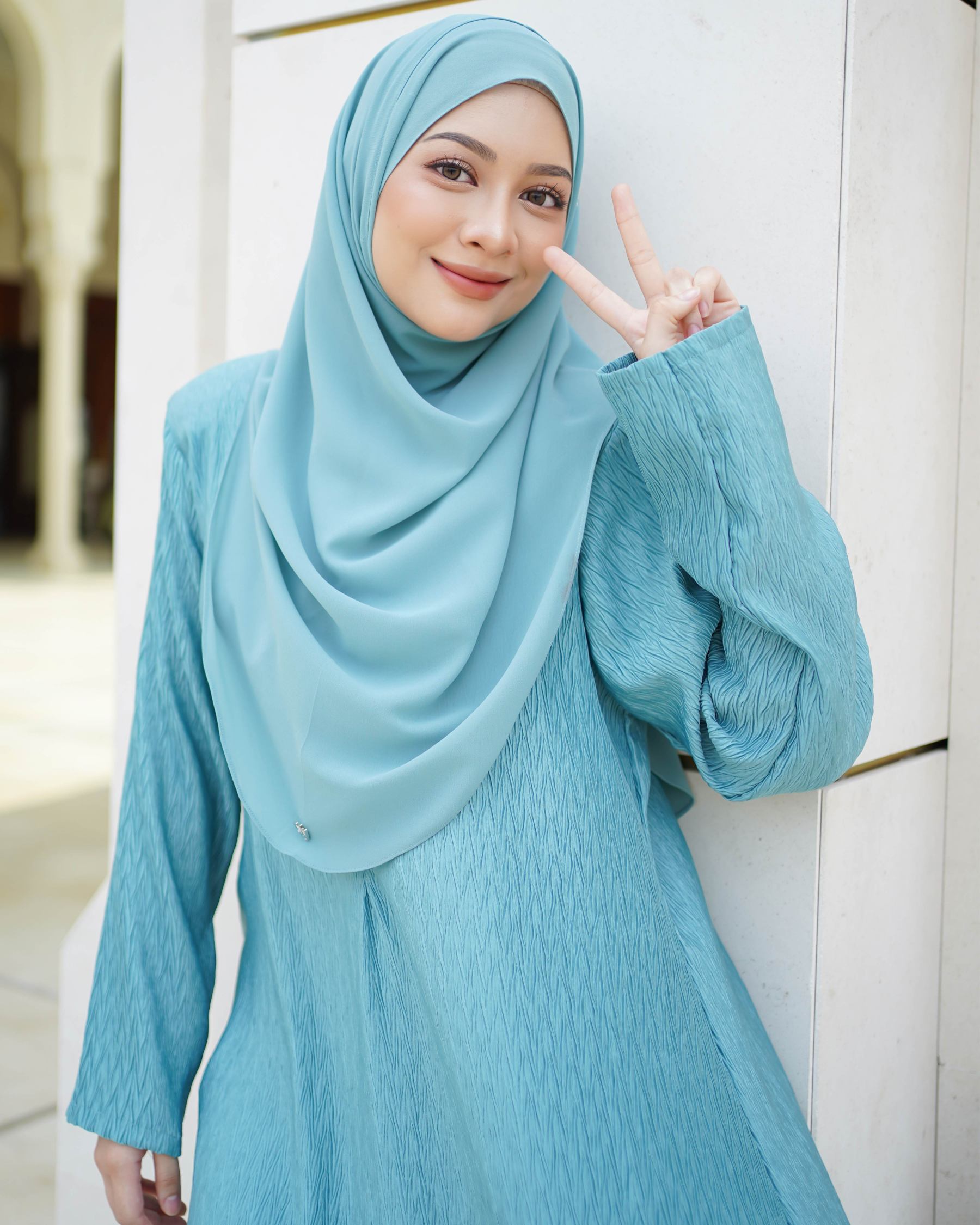 Abaya Pleated Ulyana - Turquoise