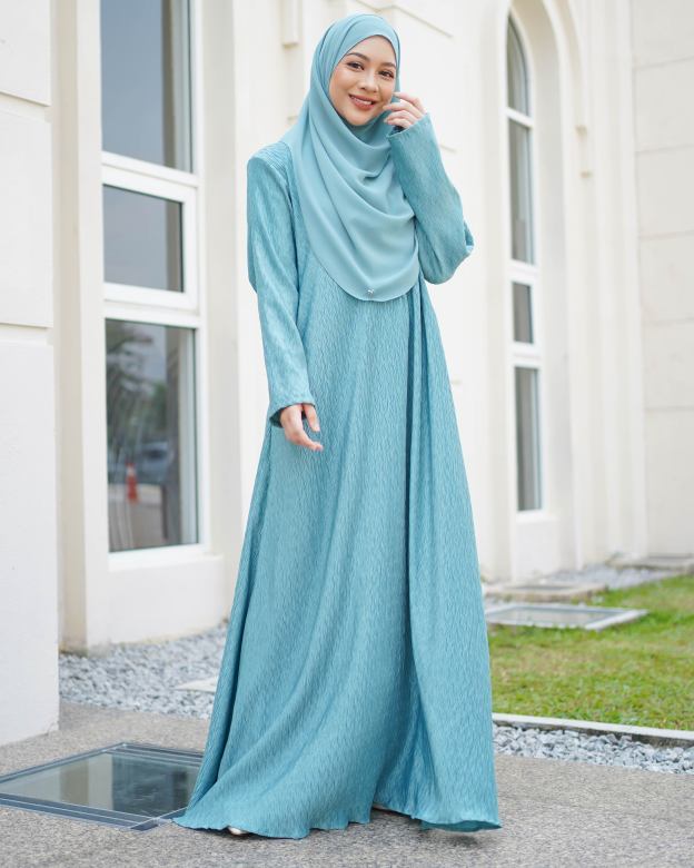 Abaya Pleated Ulyana - Turquoise