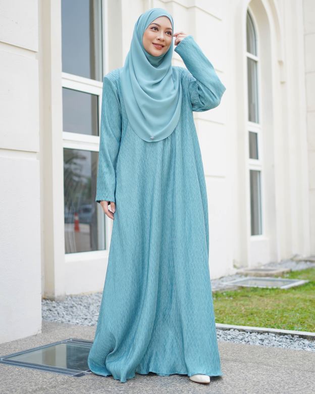 Abaya Pleated Ulyana - Turquoise