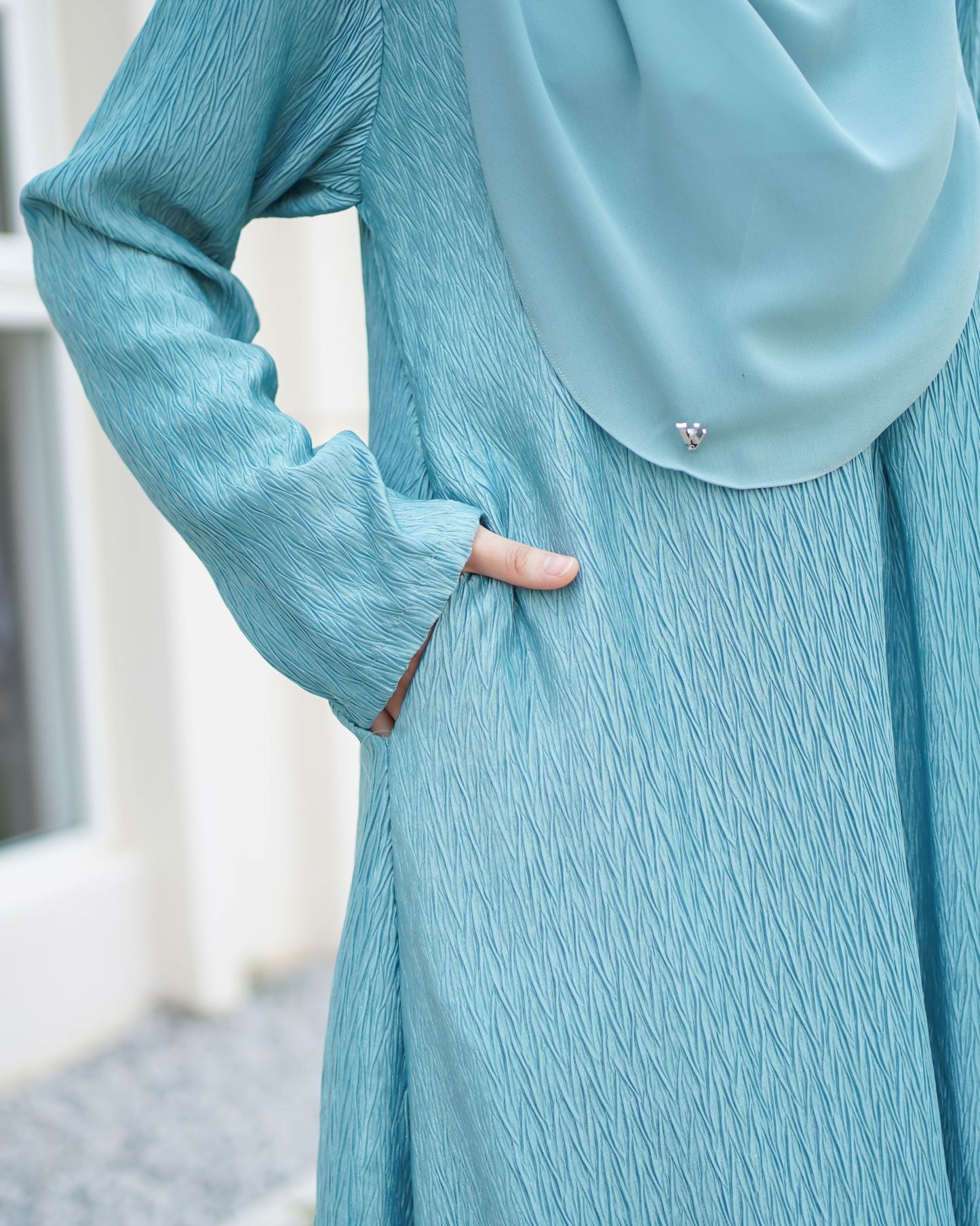 Abaya Pleated Ulyana - Turquoise