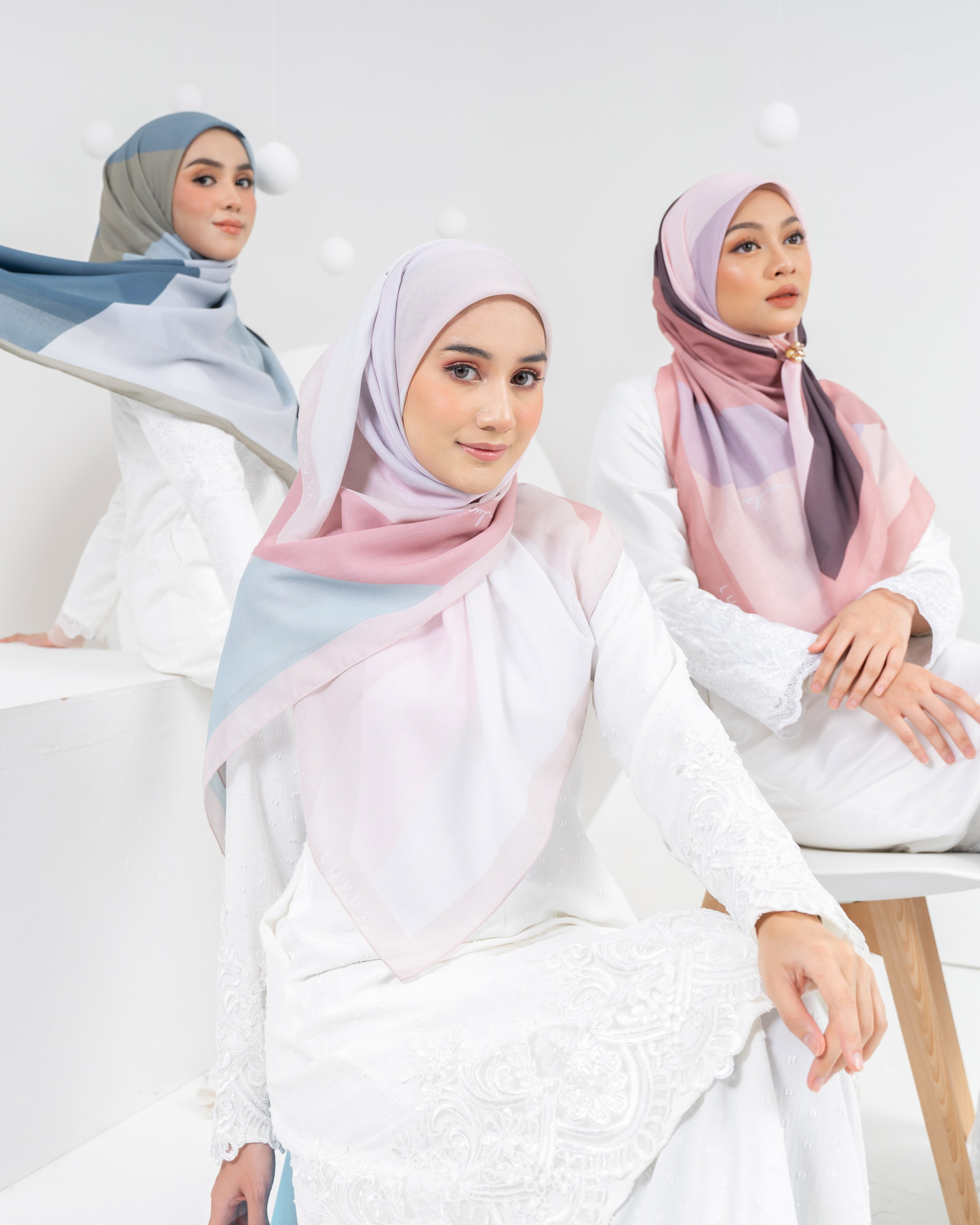 Tudung Bawal Cotton Kek Lapis - Gummy Bear Blue