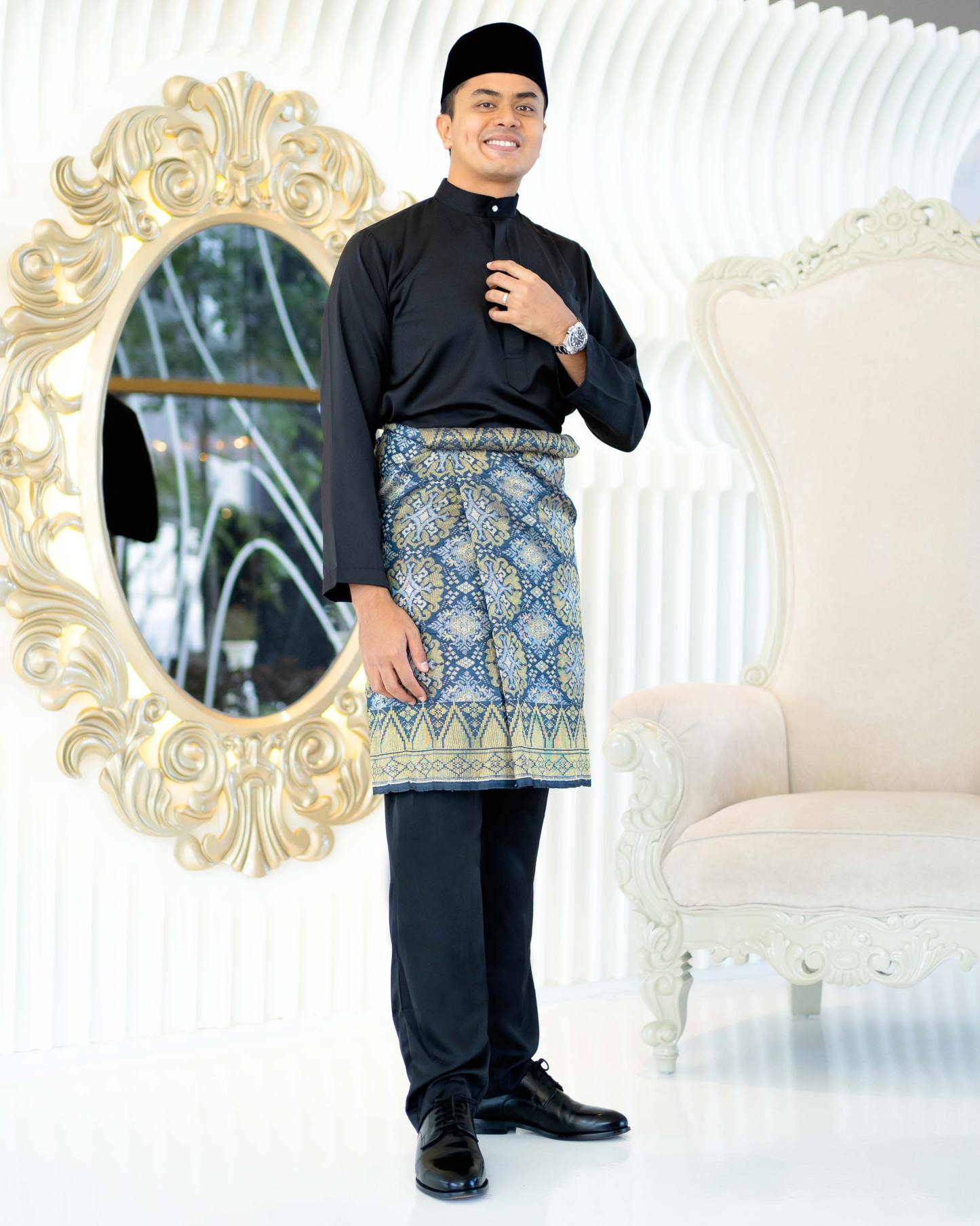 Baju Melayu Isa Slim Fit - Matte Black