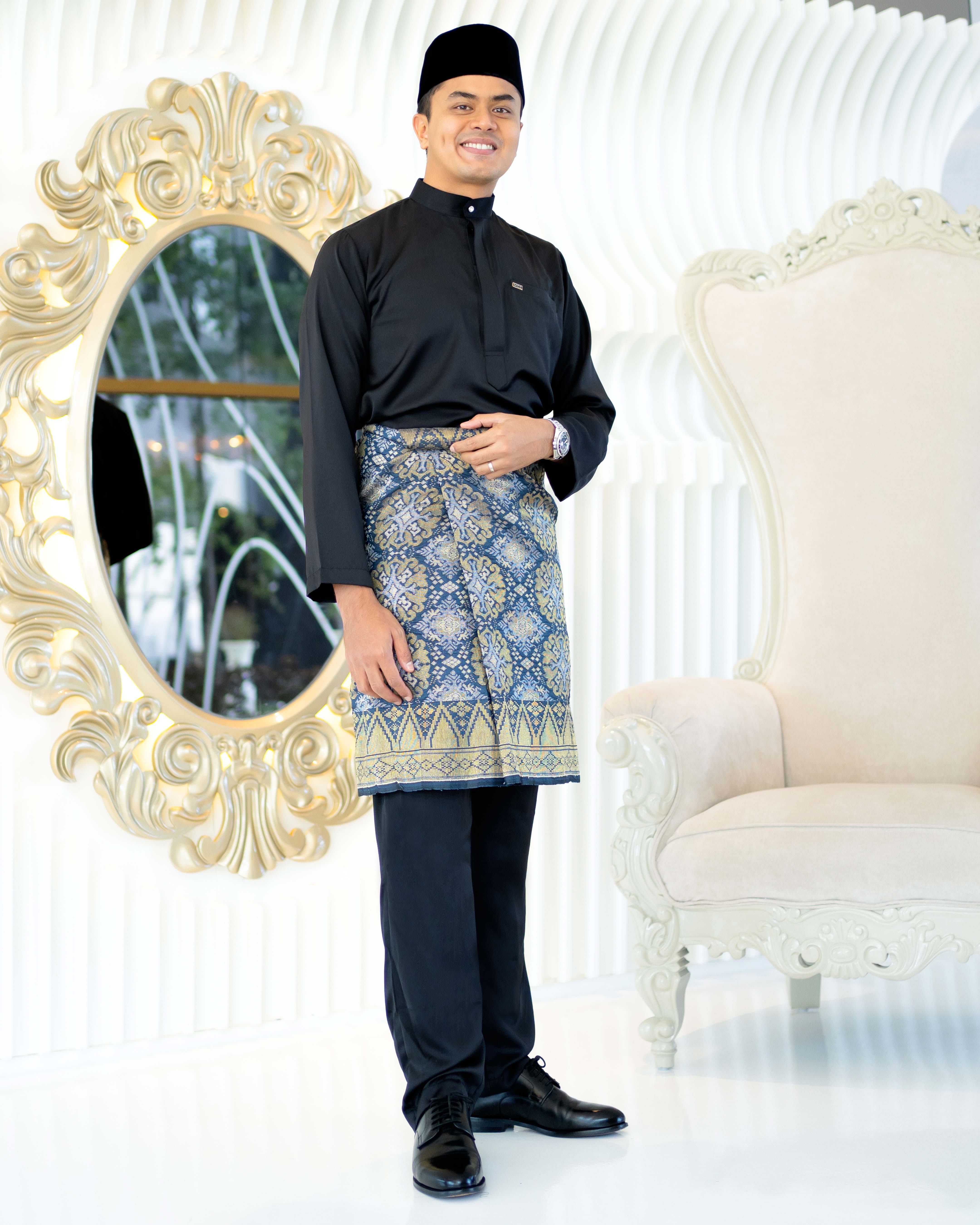 Baju Melayu Isa Slim Fit - Matte Black