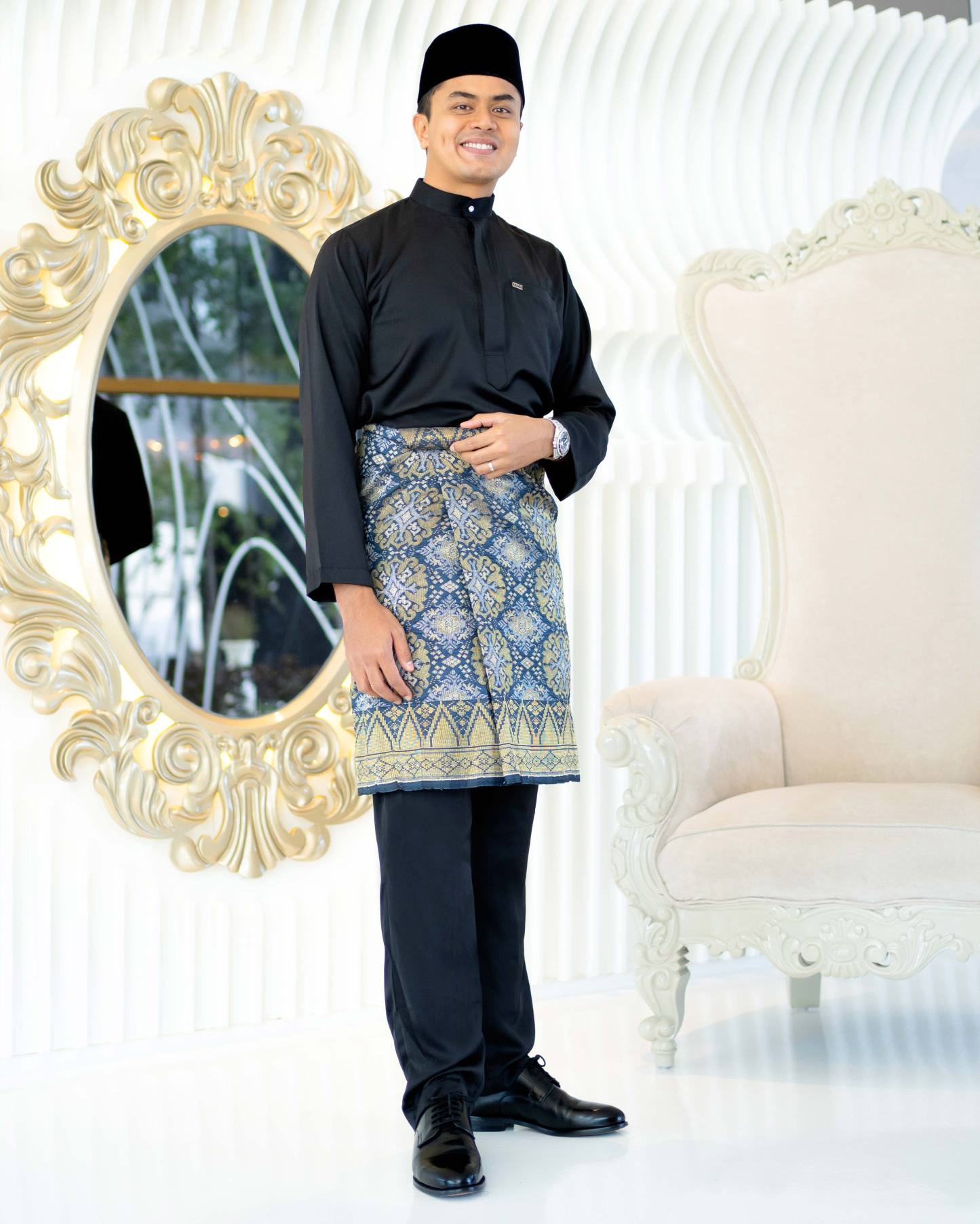 Baju Melayu Isa Slim Fit - Matte Black