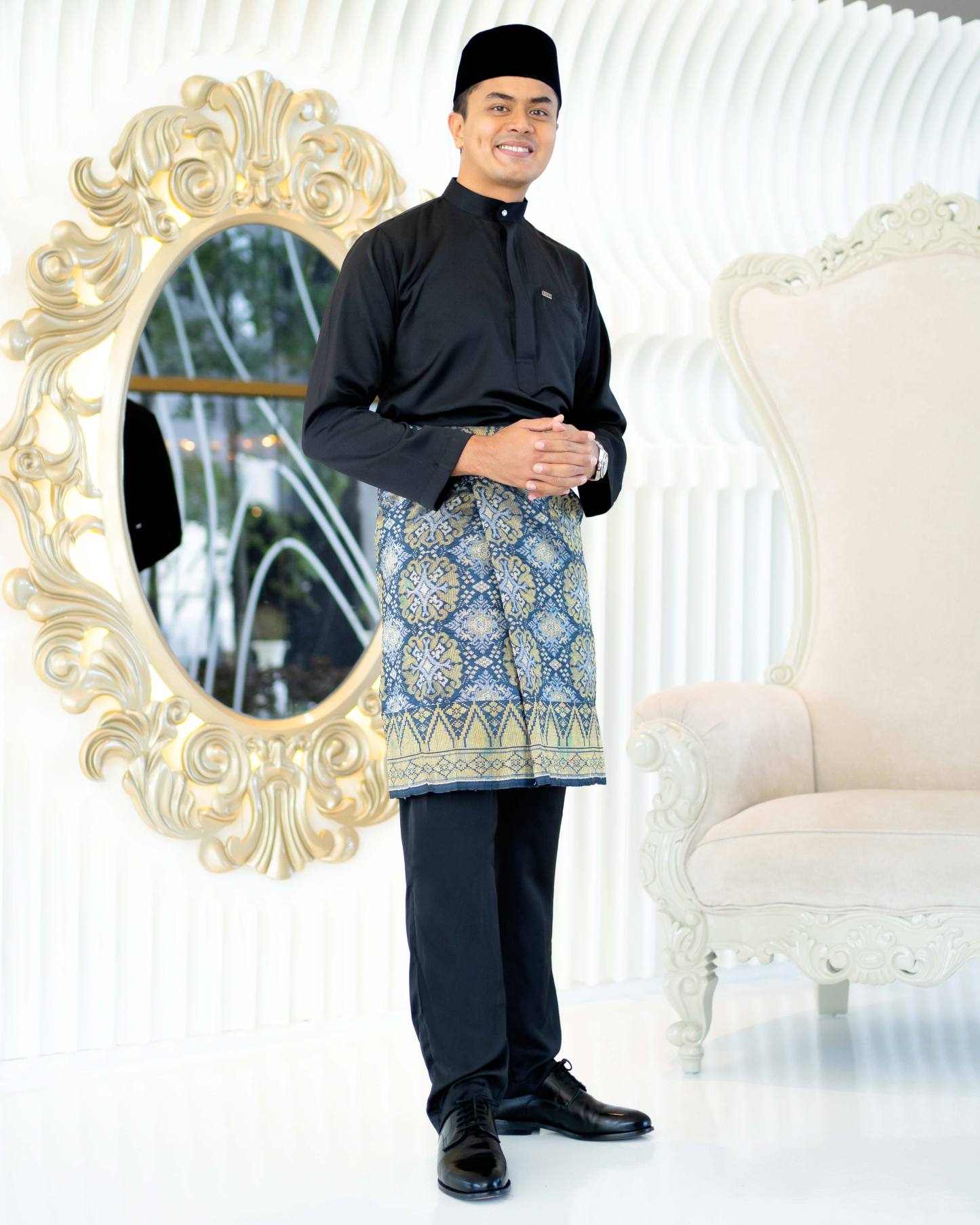 Baju Melayu Isa Slim Fit - Matte Black