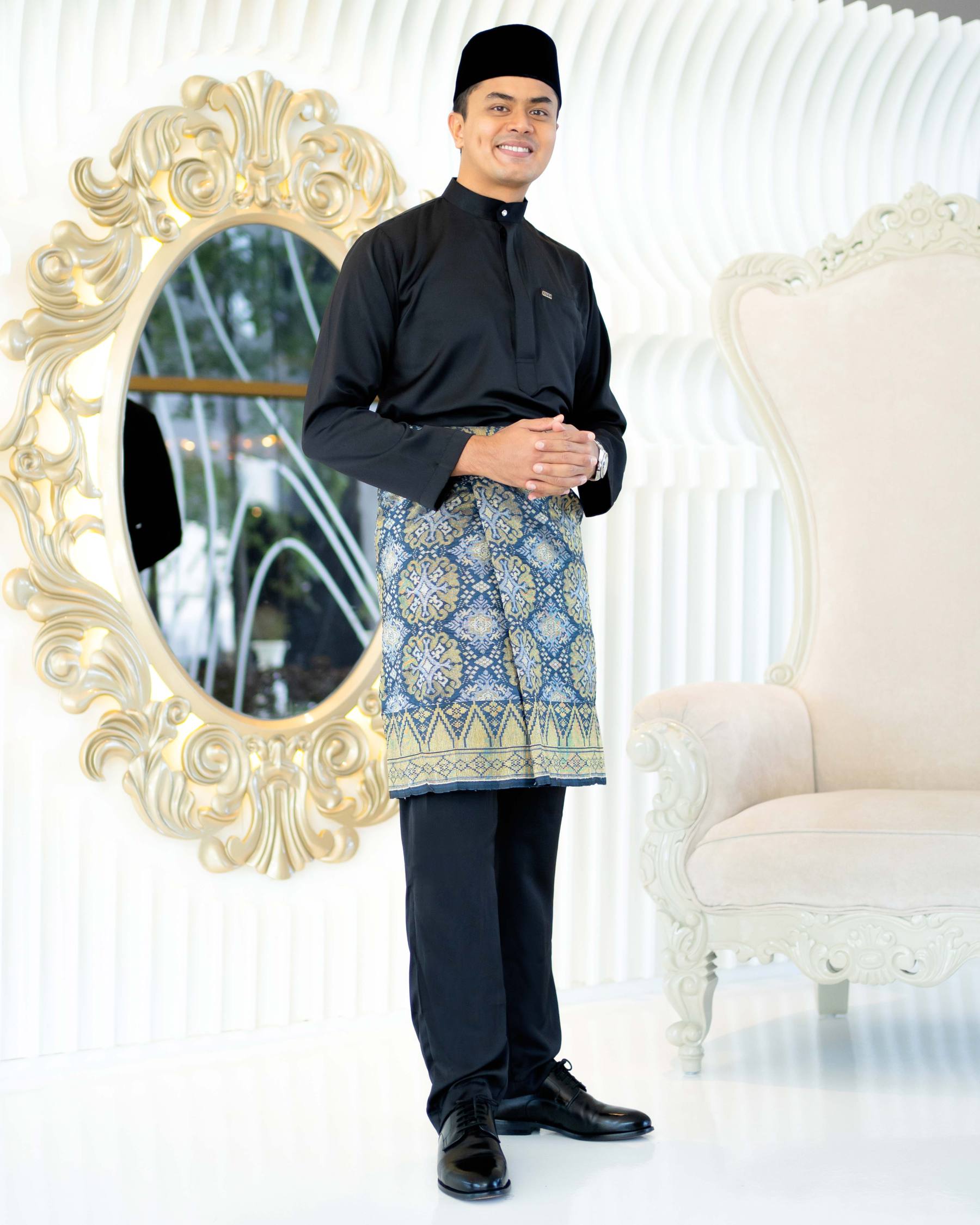 Baju Melayu Isa Slim Fit - Matte Black