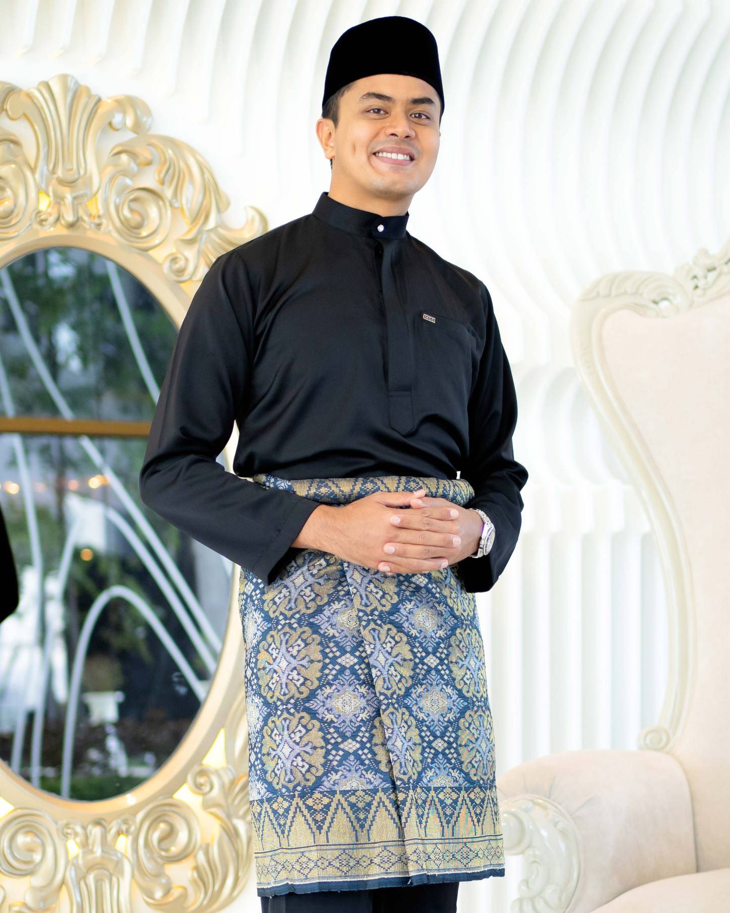 Baju Melayu Isa Slim Fit - Matte Black