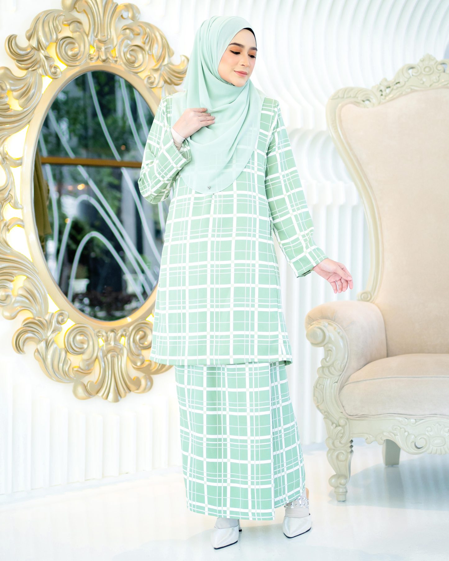 Baju Kurung Pahang Aliza - Seafoam Green