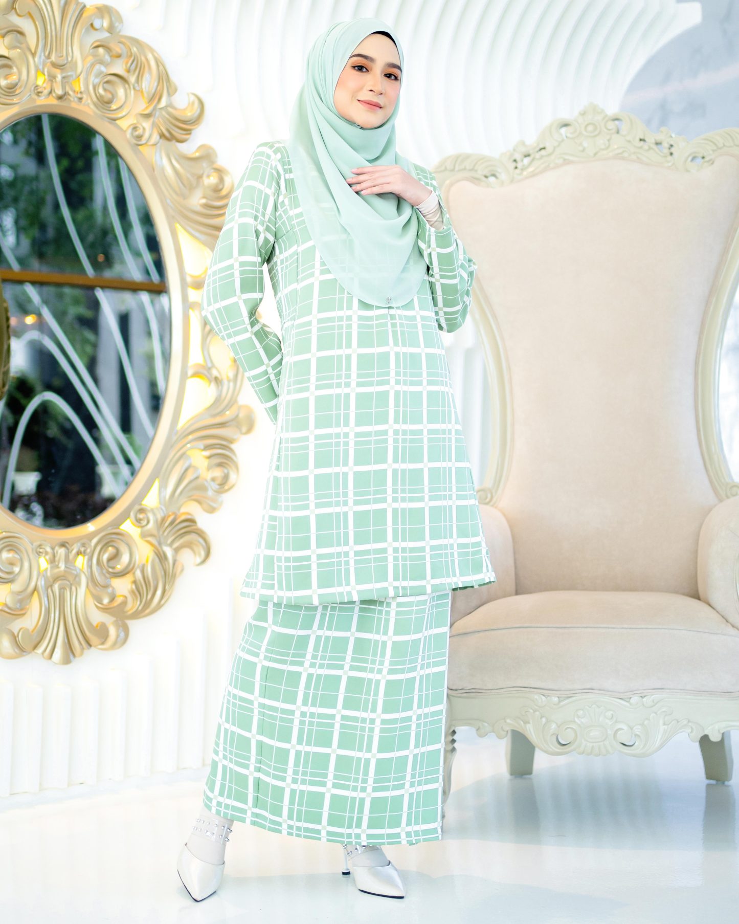 Baju Kurung Pahang Aliza - Seafoam Green