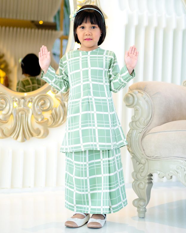 Baju Kurung Pahang Aliza Kids - Seafoam Green