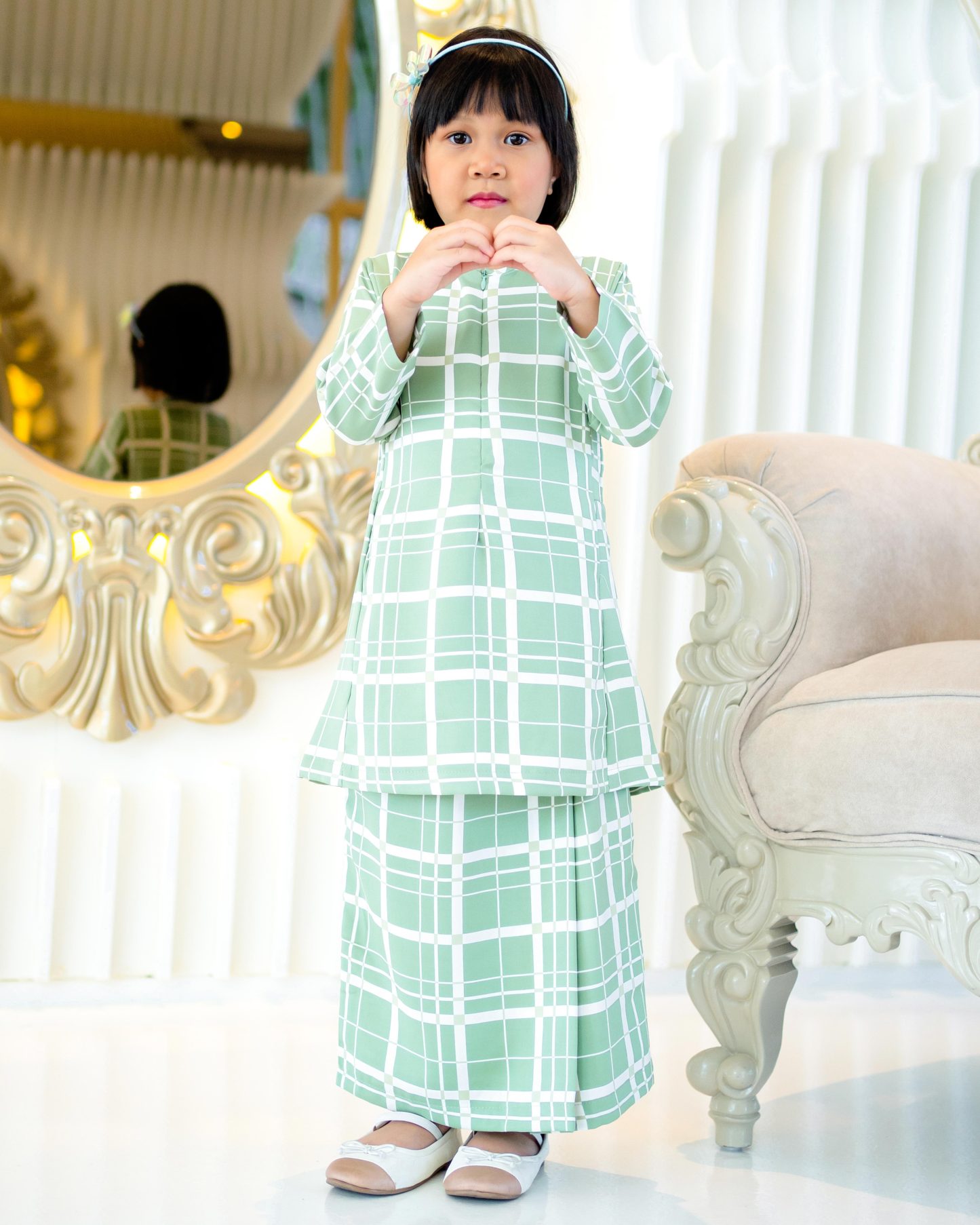 Baju Kurung Pahang Aliza Kids - Seafoam Green