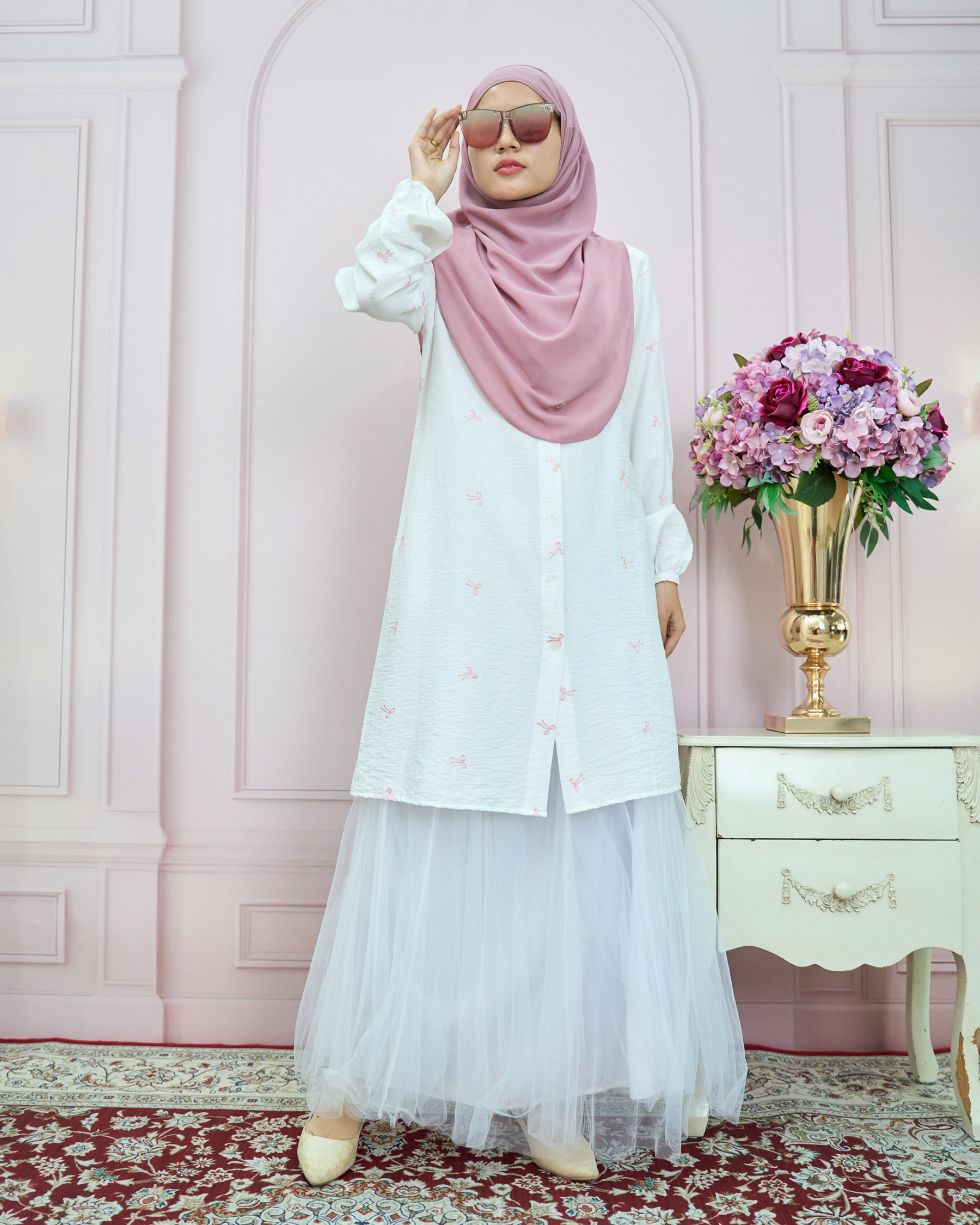 Tunic Coquette Sulam Ribbon Camile – Off White