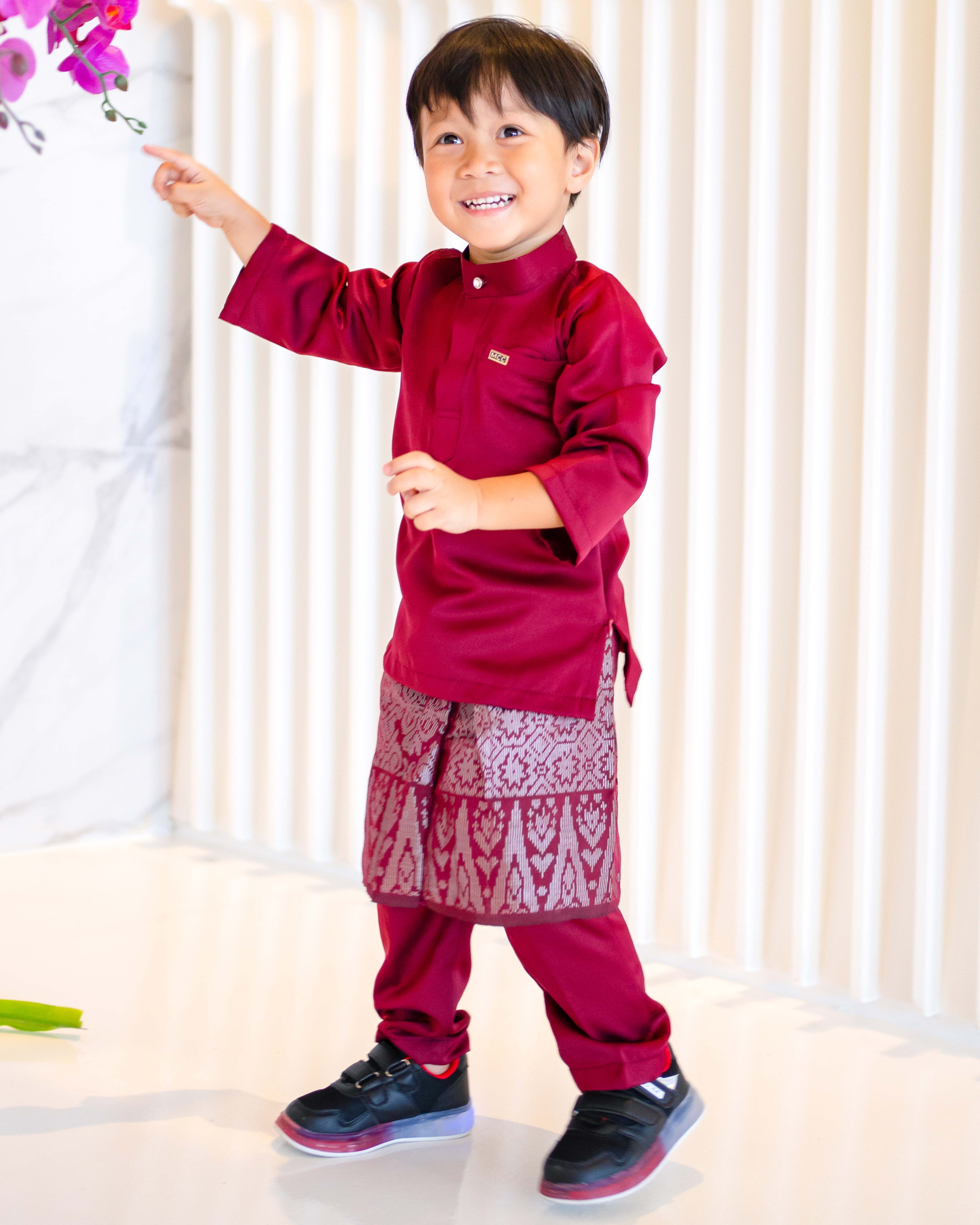 Baju Melayu Isa Slim Fit Kids - Maroon