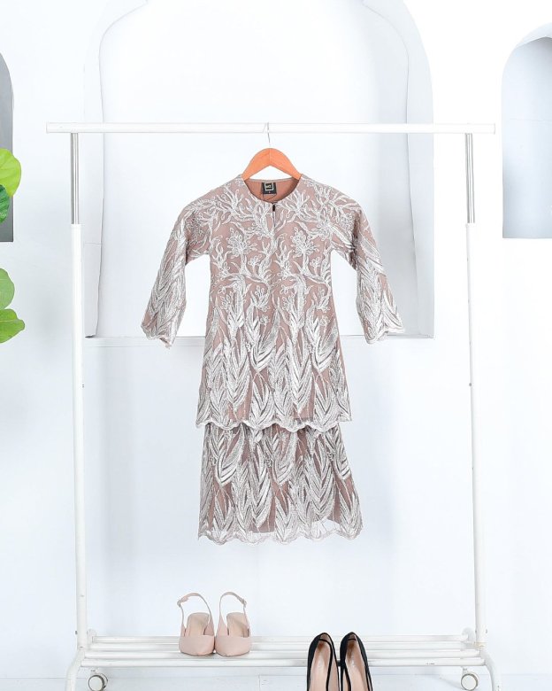 Baju Kurung Lace Ablaa Kids - Latte Brown