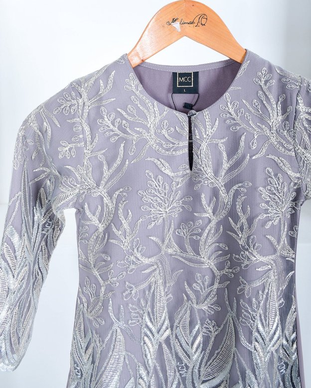 Baju Kurung Lace Ablaa Kids - Pewter Grey