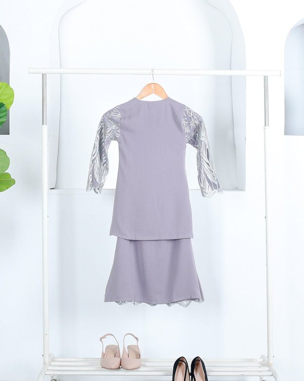 Baju Kurung Lace Ablaa Kids - Pewter Grey