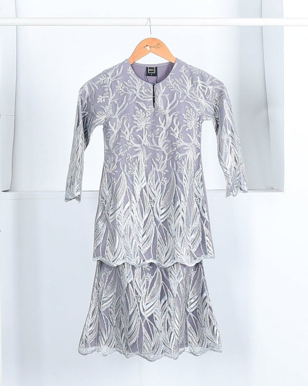 Baju Kurung Lace Ablaa Kids - Pewter Grey