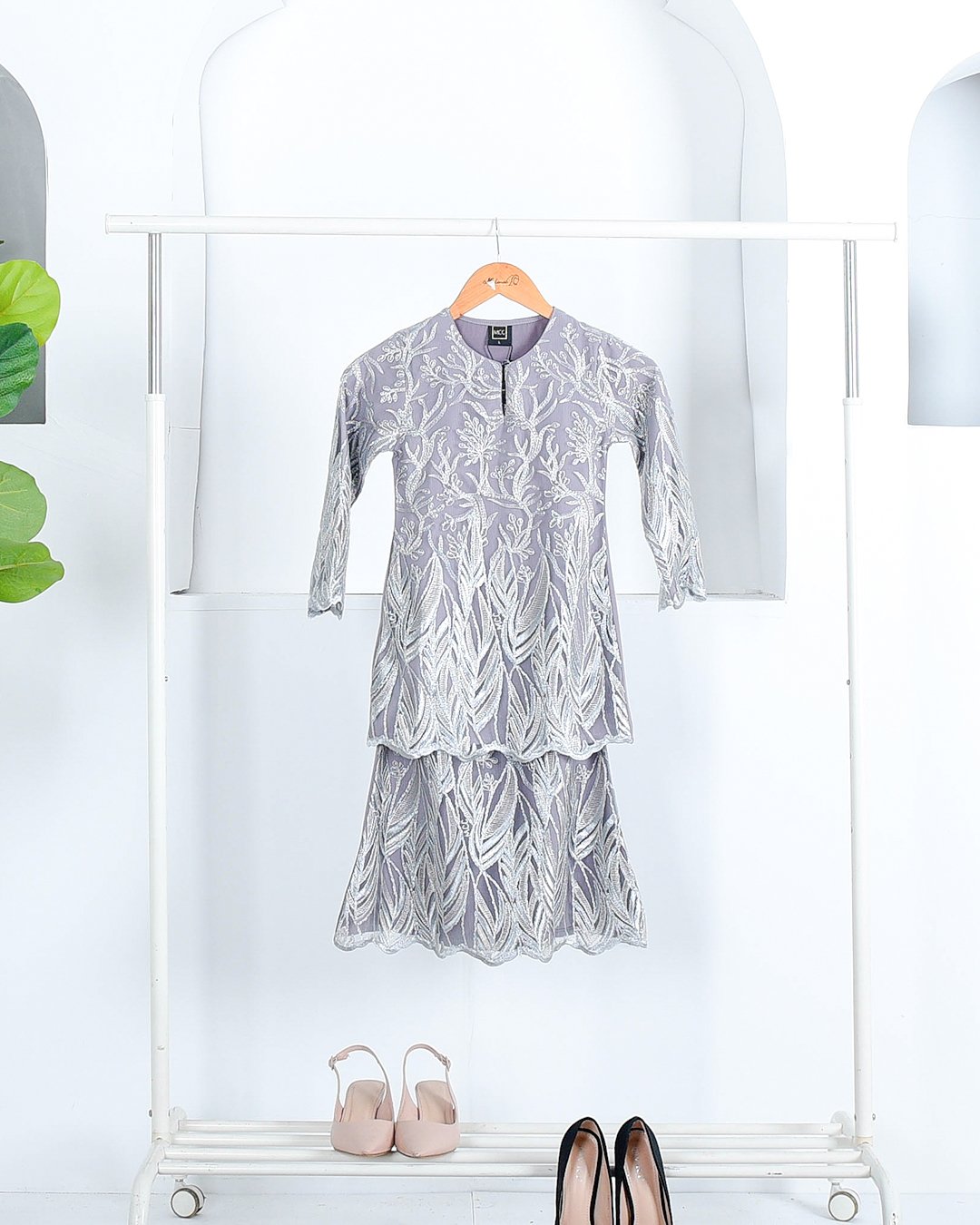 Baju Kurung Lace Ablaa Kids - Pewter Grey