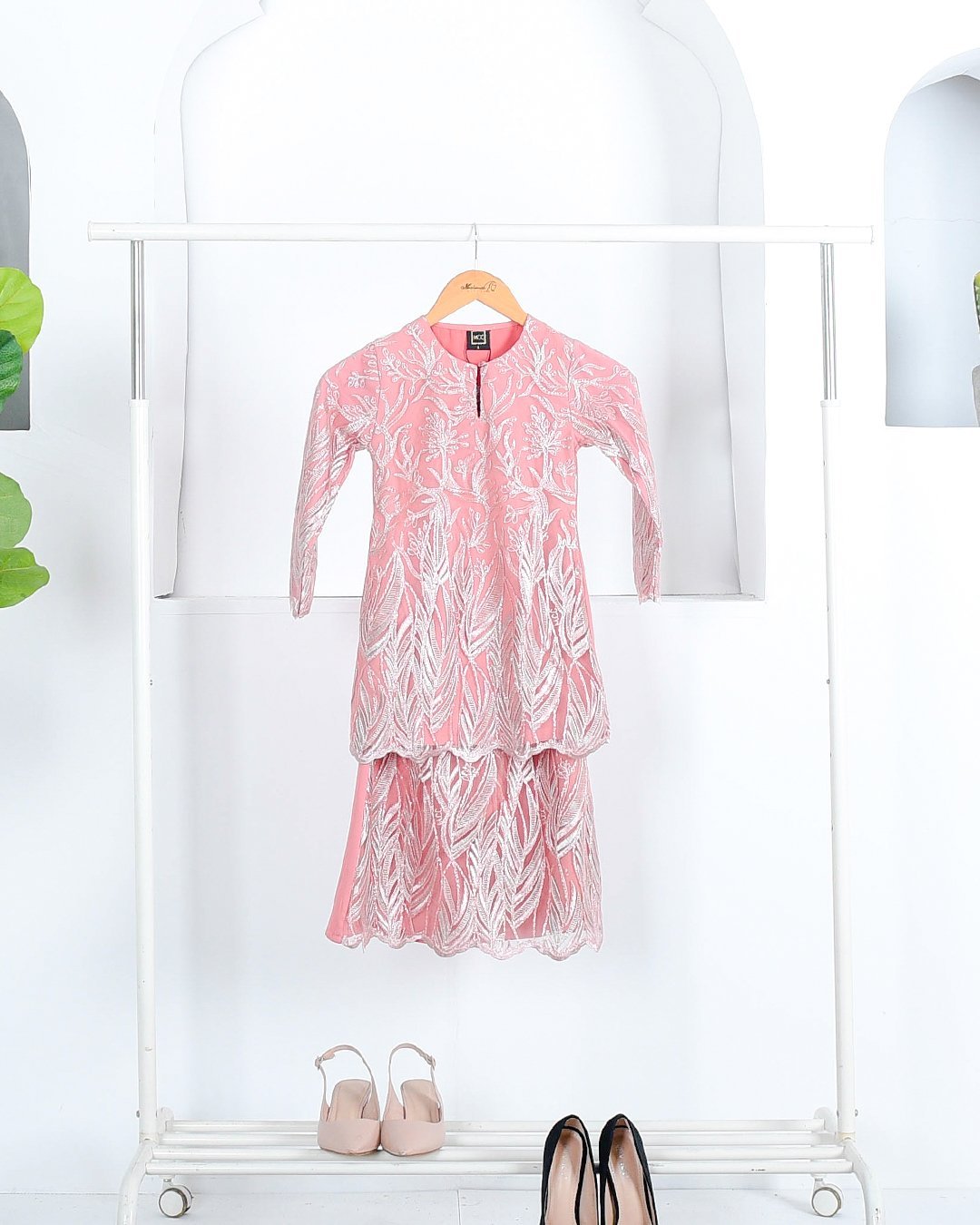 Baju Kurung Lace Ablaa Kids - Fresh Peach