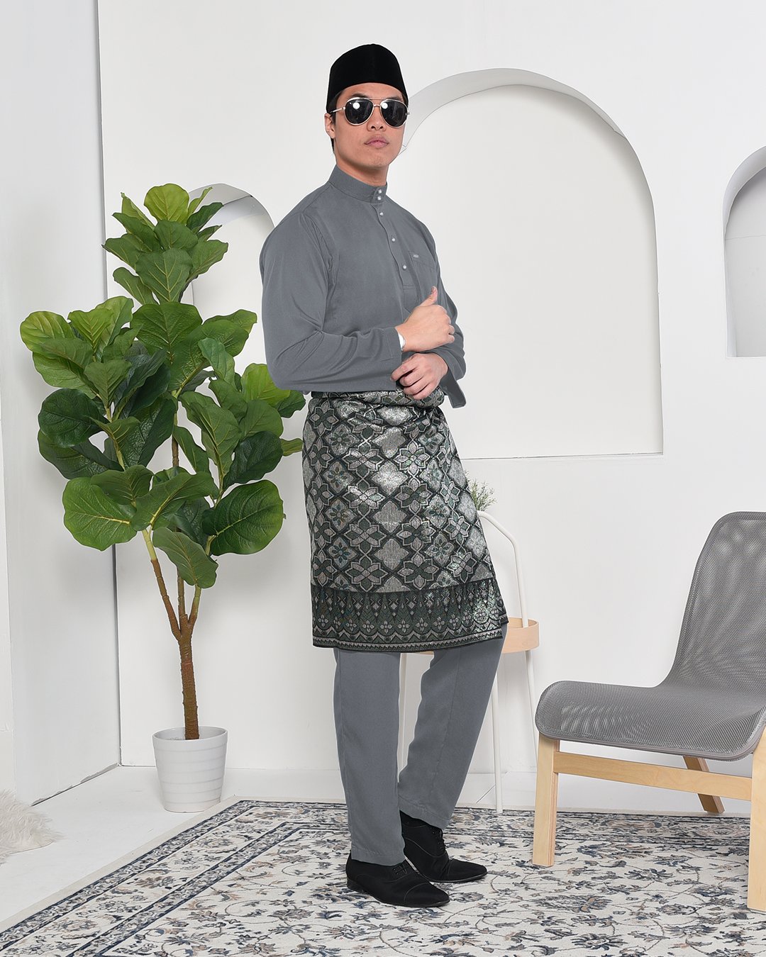 Baju Melayu Adam Regular Fit - Earl Grey