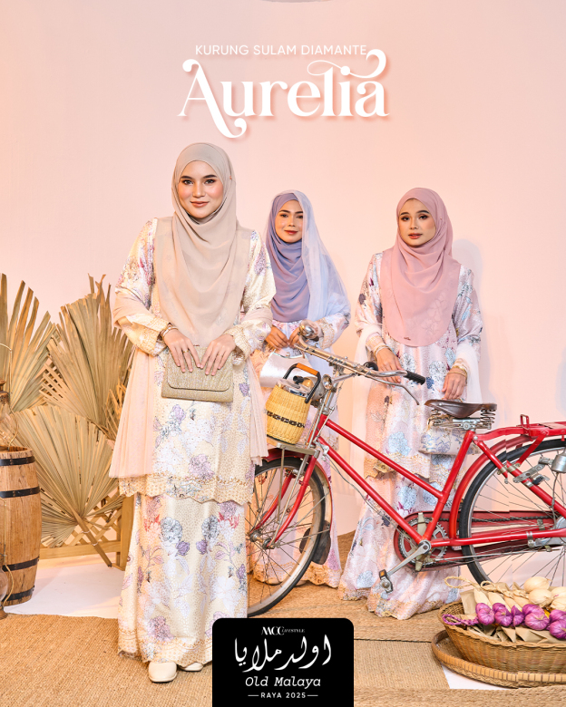 Baju Kurung Sulam Diamante Aurelia Carnation