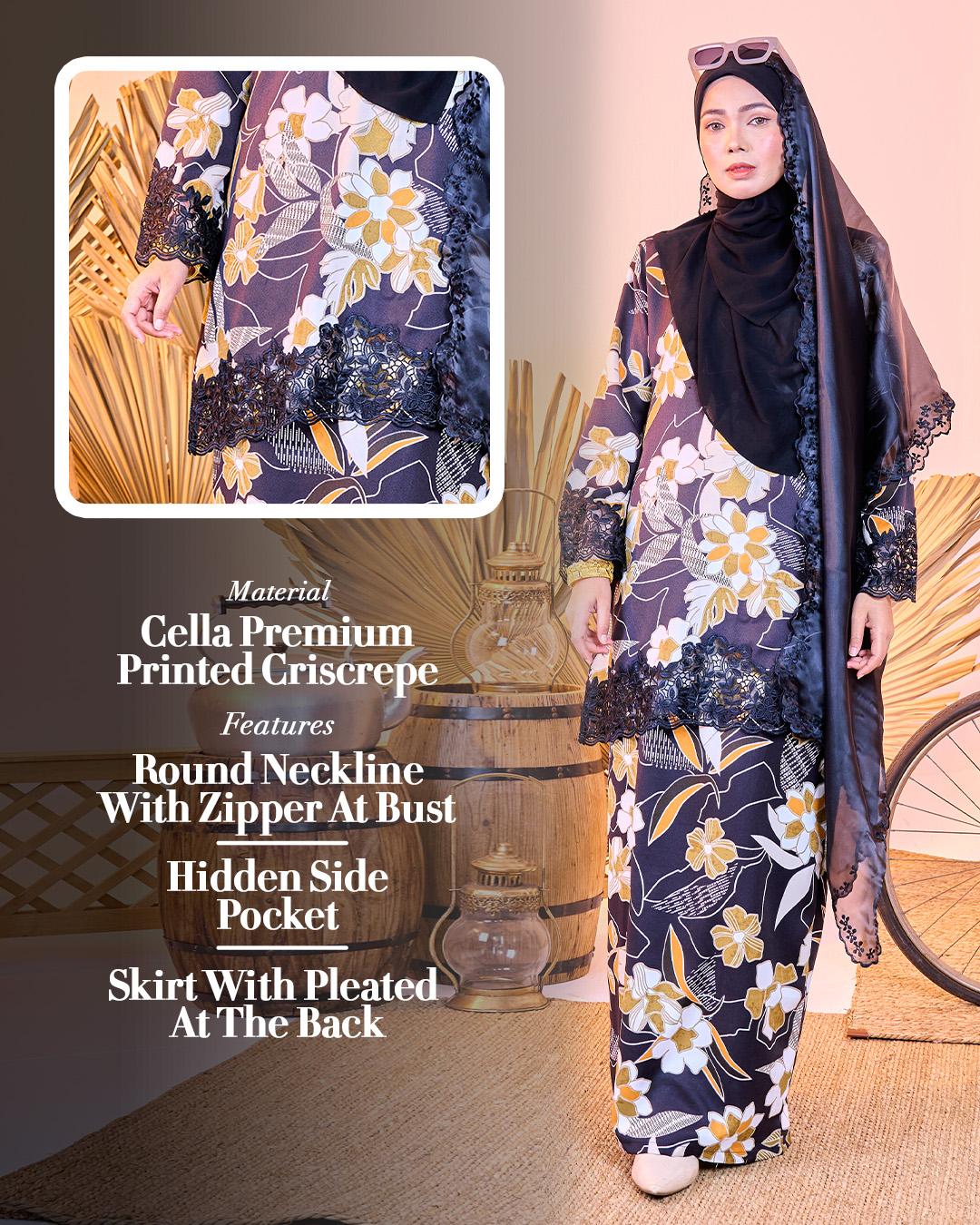 Baju Kurung Moden Sulam Piccadilly