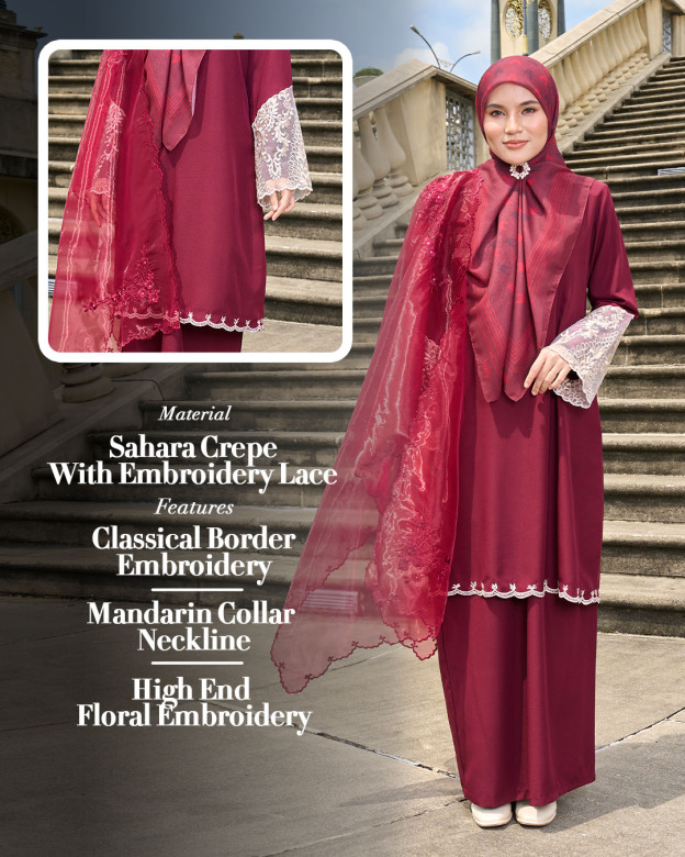 Baju Kurung Sulam Lace Ember