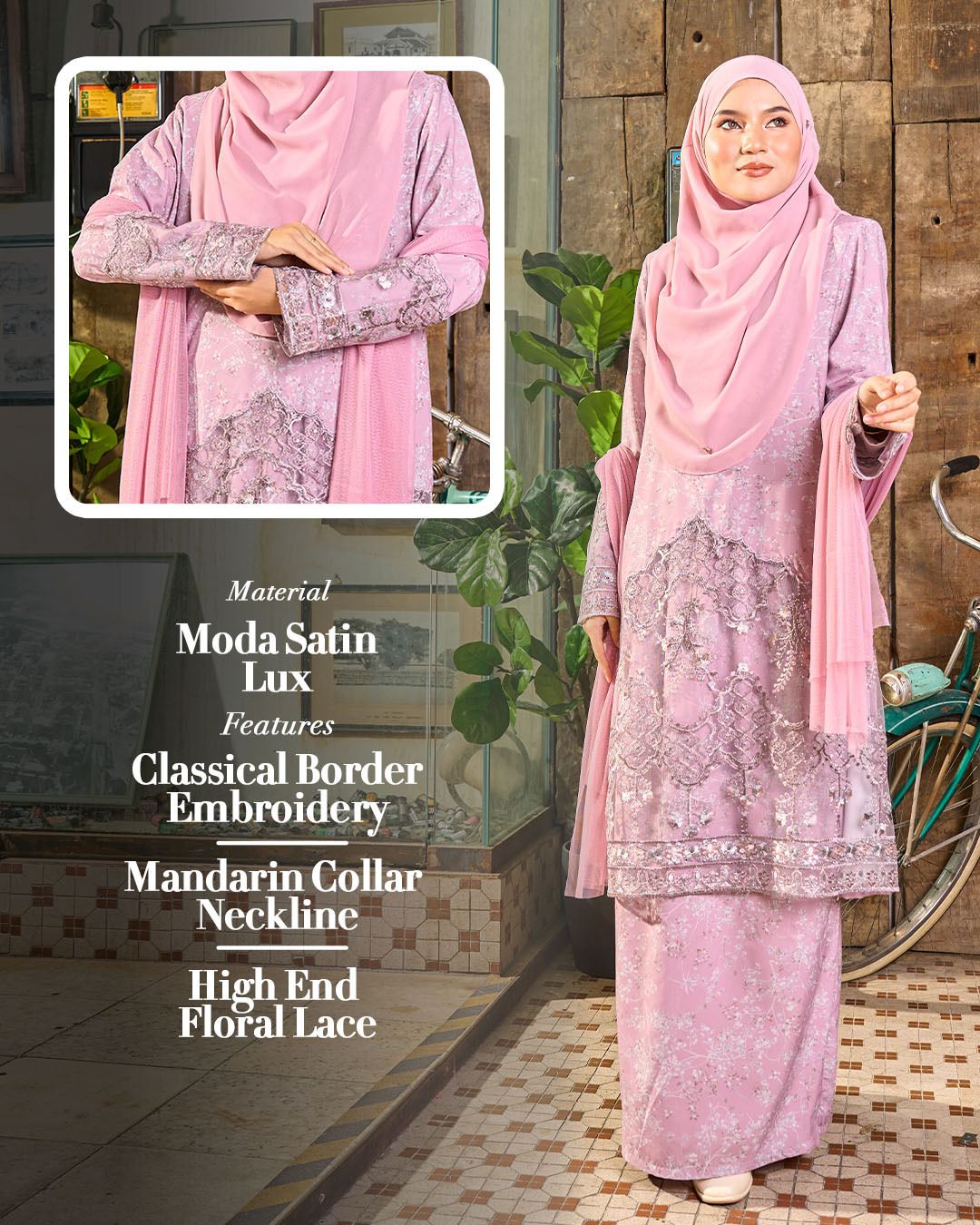 Baju Kurung Moden Sulam Lace Maryam - Zety
