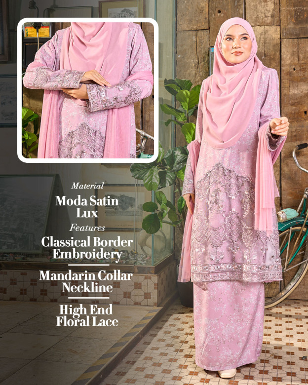Baju Kurung Moden Sulam Lace Maryam - Zety
