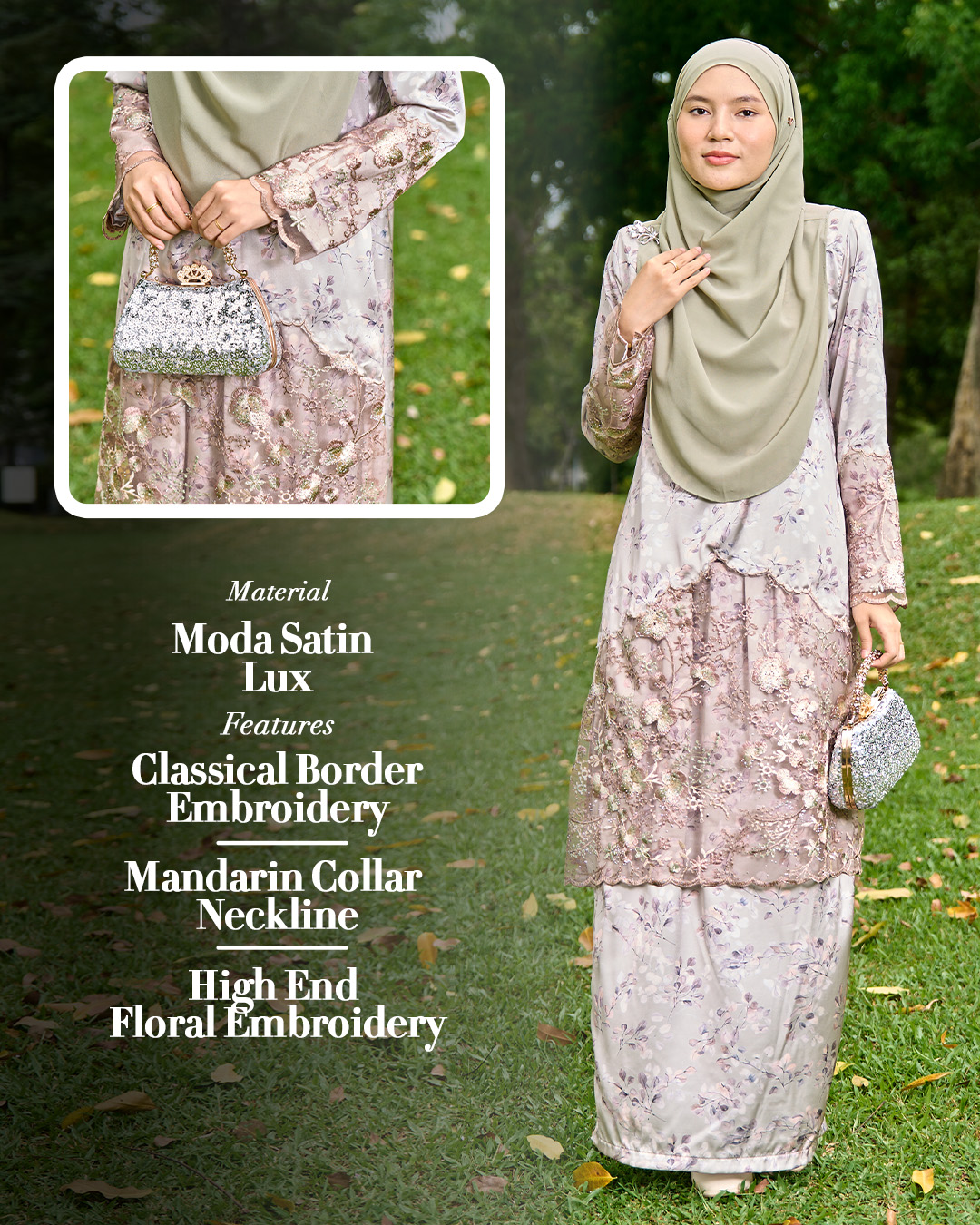 Baju Kurung Moden Sulam Lace Maryam - Malika