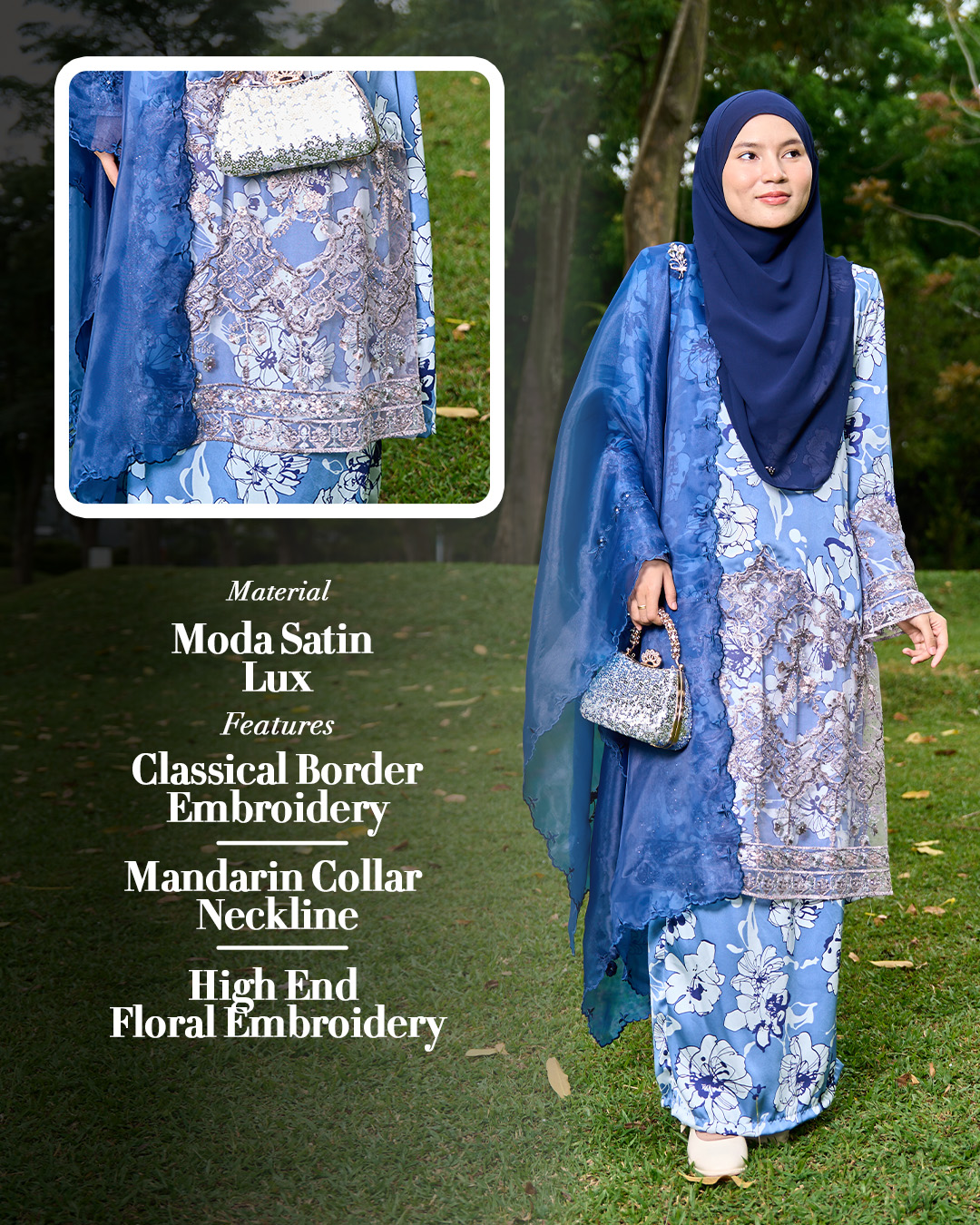 BAJU KURUNG MODEN SULAM LACE MARYAM MADHURA