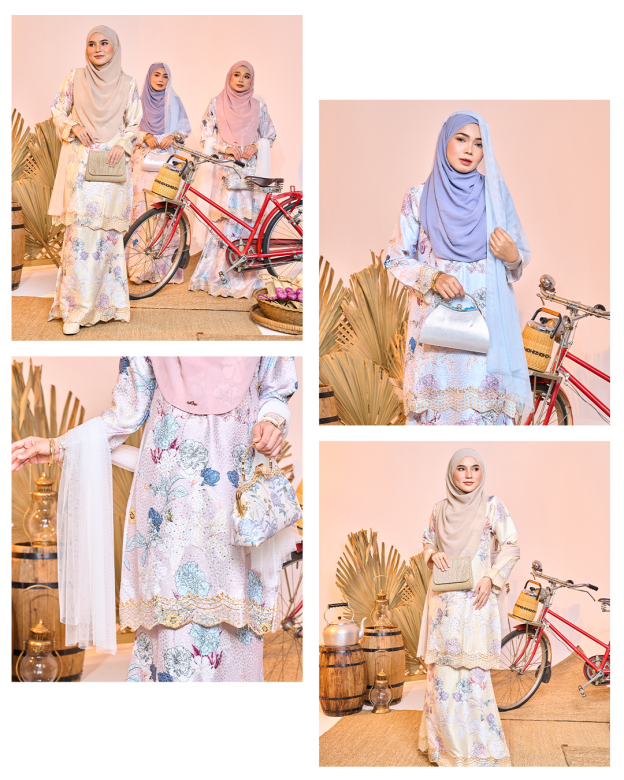 Baju Kurung Sulam Diamante Aurelia Carnation