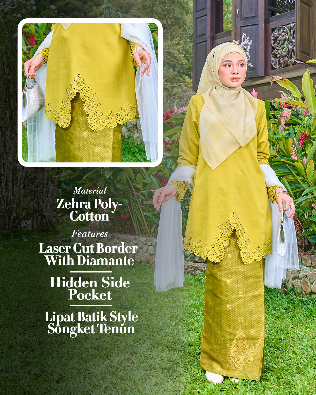 Baju Kebarung Songket Lasercut Harisa