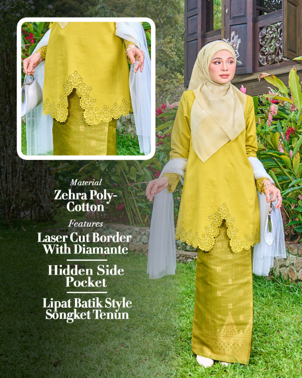 Baju Kebarung Songket Lasercut Harisa