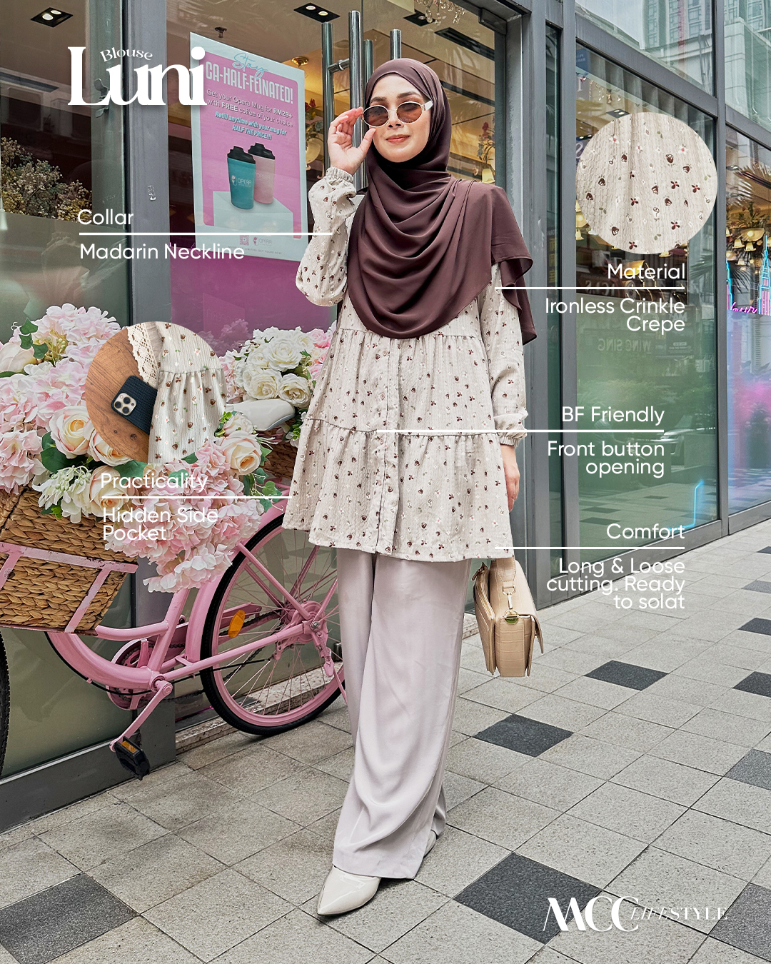 Blouse Luni Flower Rosa Series