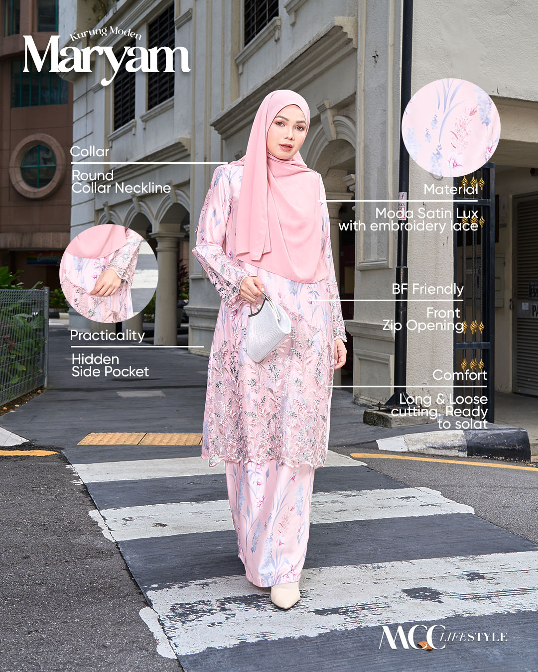 Baju Kurung Moden Sulam Lace Maryam - Yuna