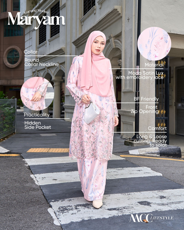 Baju Kurung Moden Sulam Lace Maryam - Yuna