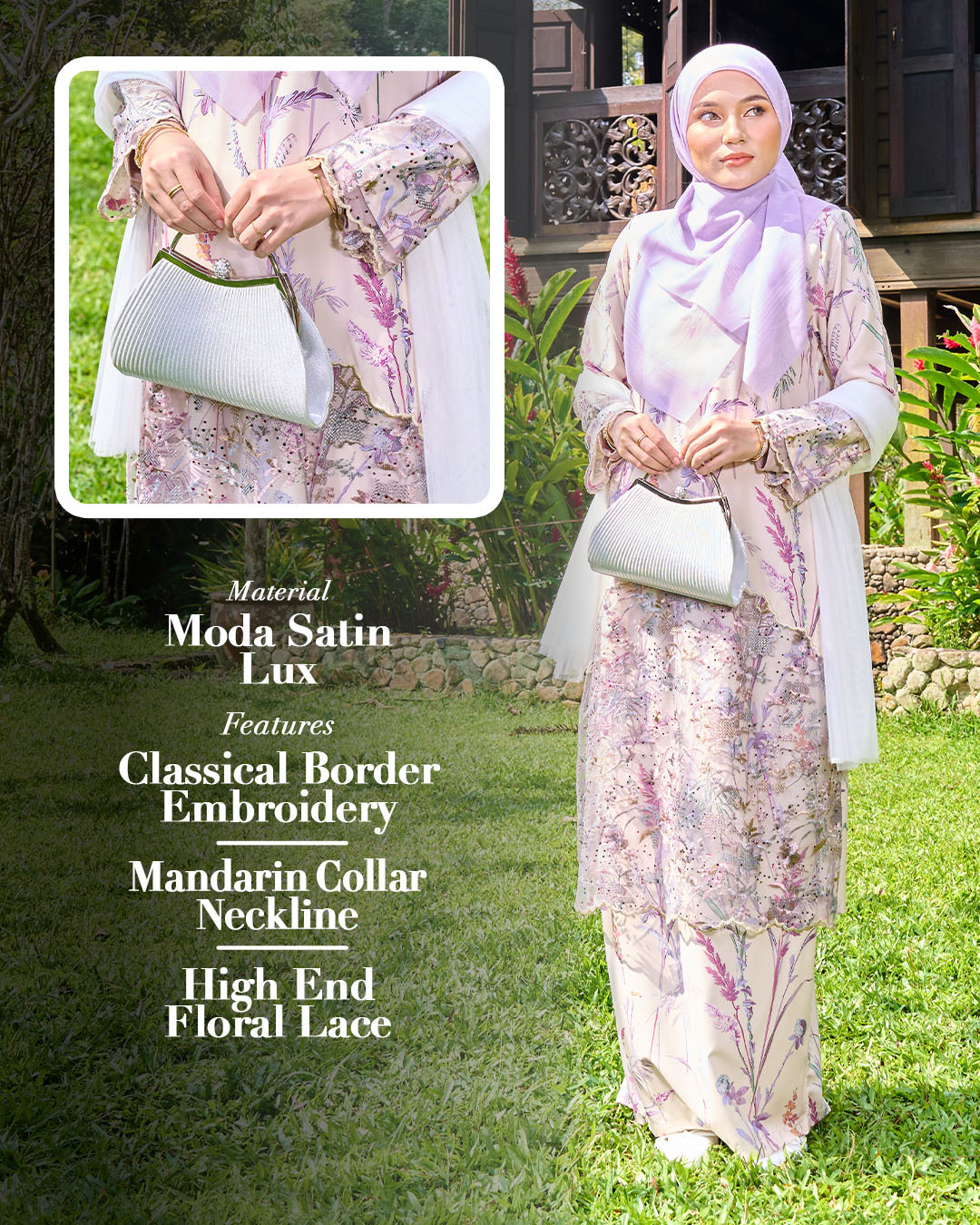 Baju Kurung Moden Sulam Lace Maryam