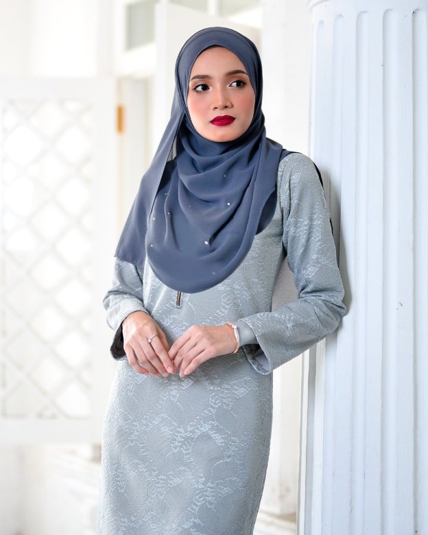 Baju Kurung Moden Lace Gygy - Dusty Ash