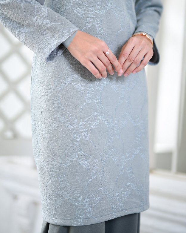 Baju Kurung Moden Lace Gygy - Dusty Ash