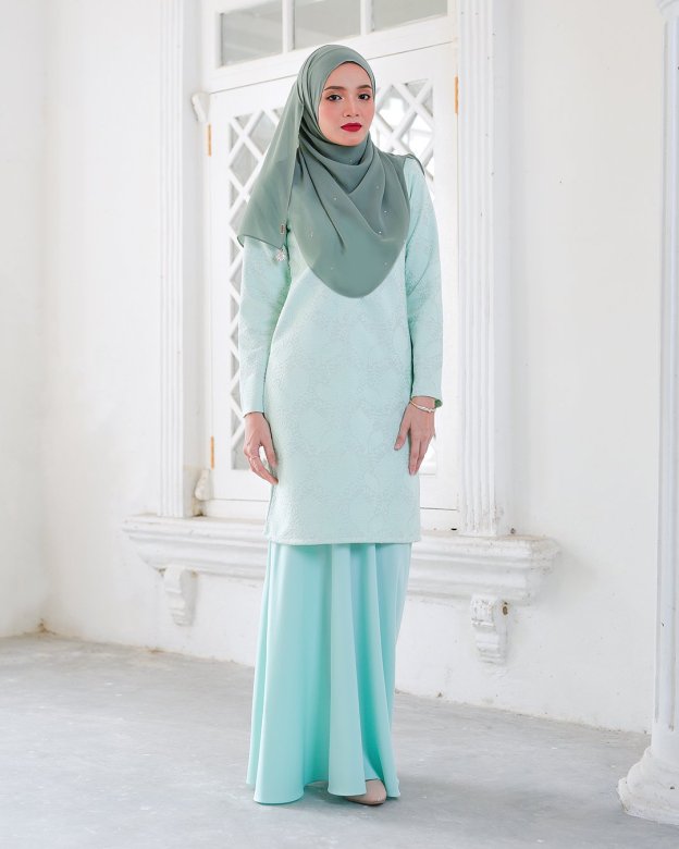 Baju Kurung Moden Lace Gygy - Lime Sparkle