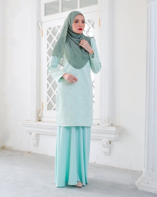Baju Kurung Moden Lace Gygy - Lime Sparkle