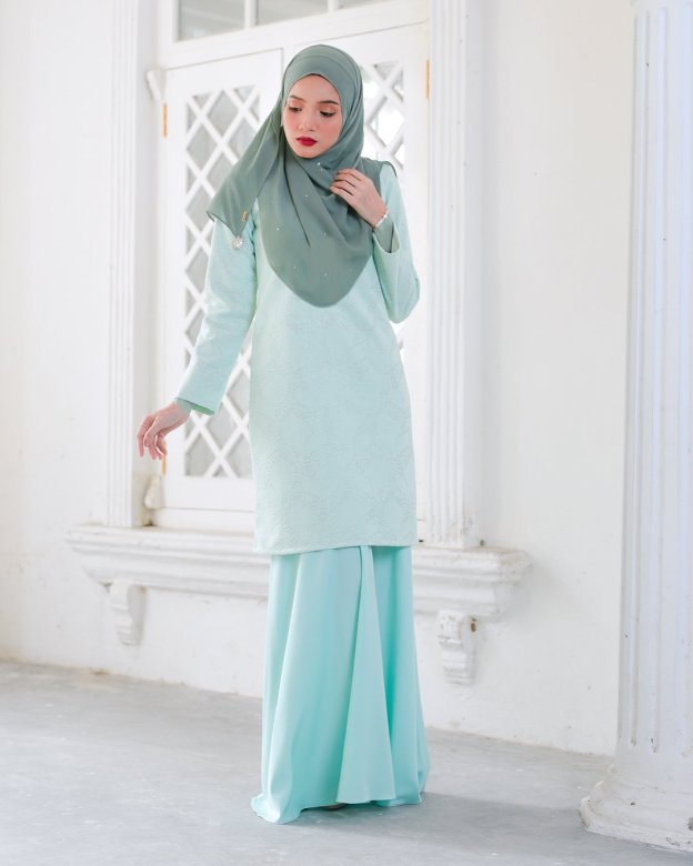 Baju Kurung Moden Lace Gygy - Lime Sparkle