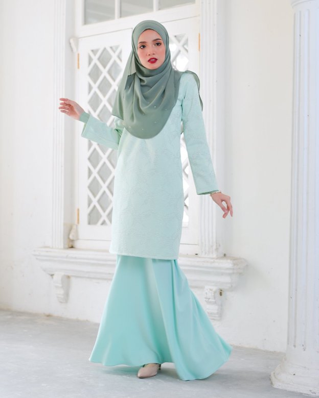 Baju Kurung Moden Lace Gygy - Lime Sparkle