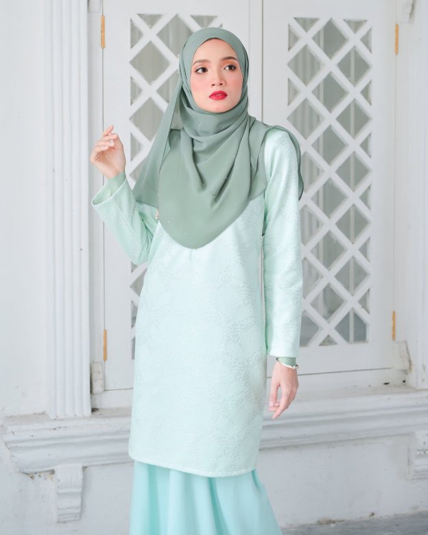 Baju Kurung Moden Lace Gygy - Lime Sparkle