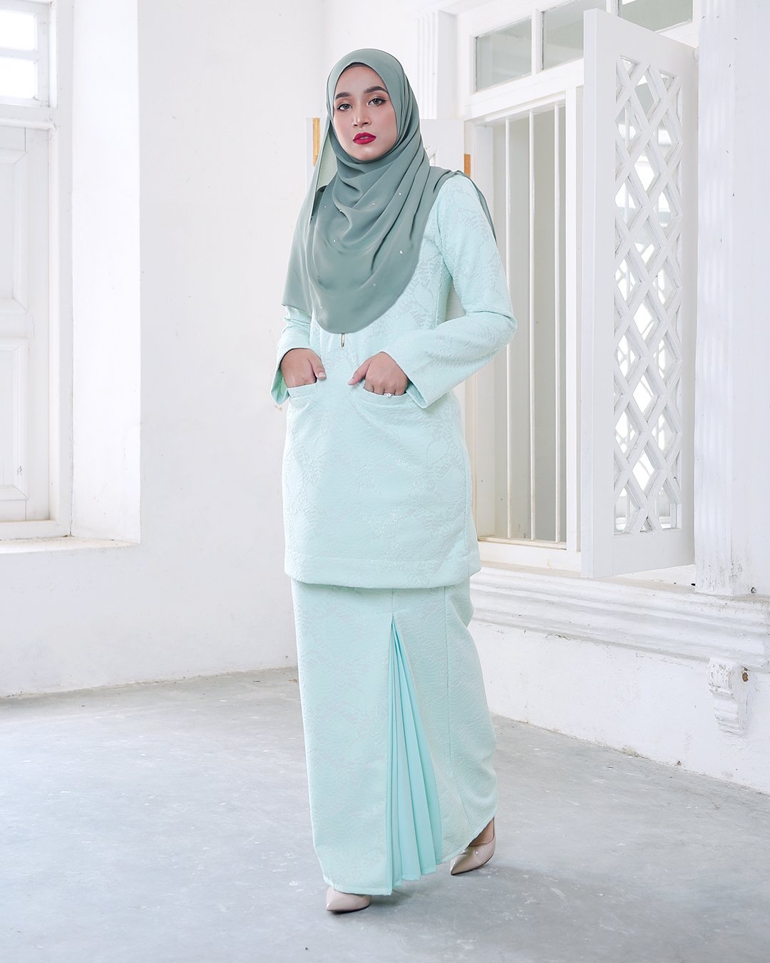 Baju Kurung Kedah Gyny - Mint Green