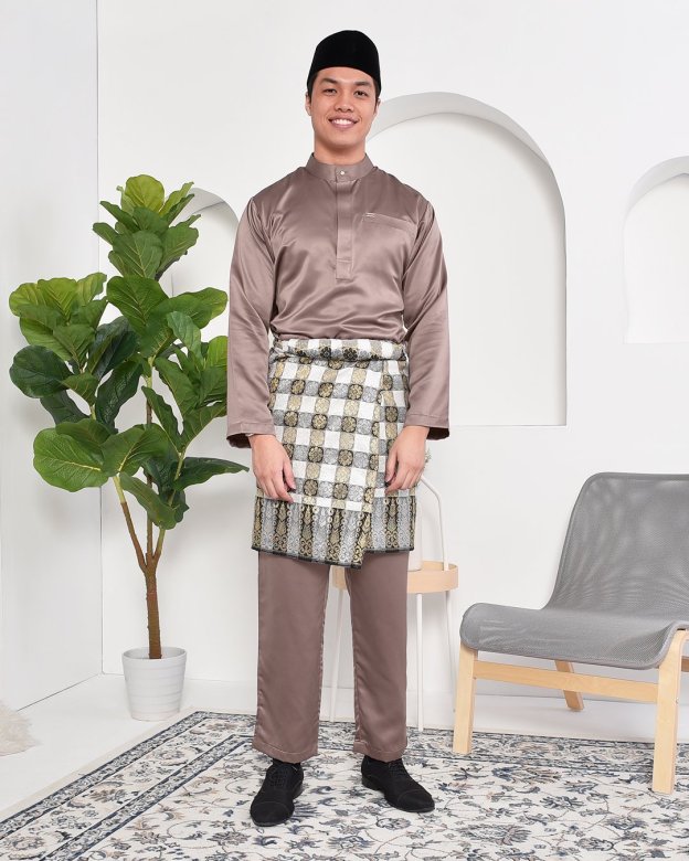 Baju Melayu Hamza Slim Fit - Espresso Brown